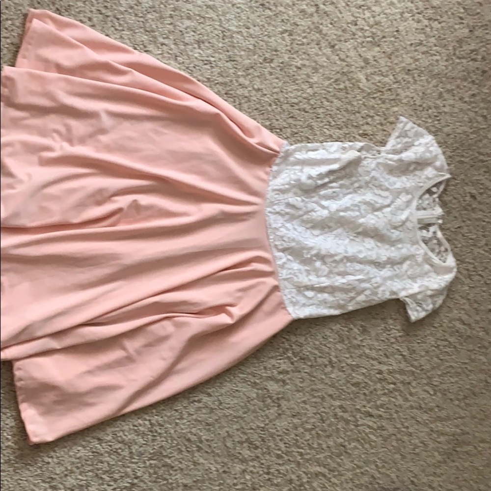 Half white half pink dress